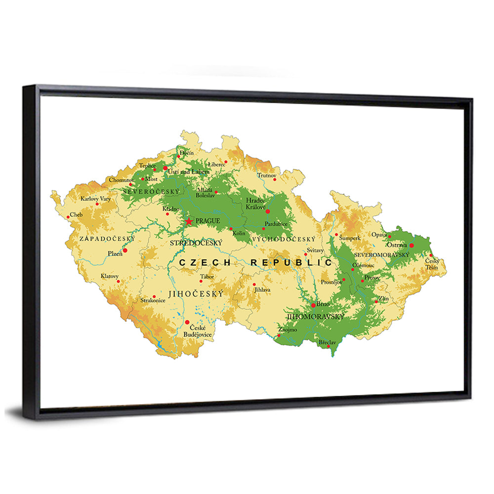 Czech Republic Topographic Relief Map Wall Art