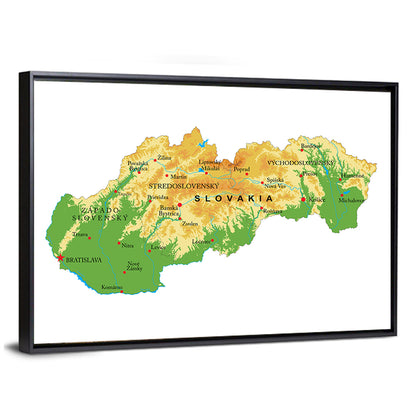 Slovakia Topographic Relief Map Wall Art