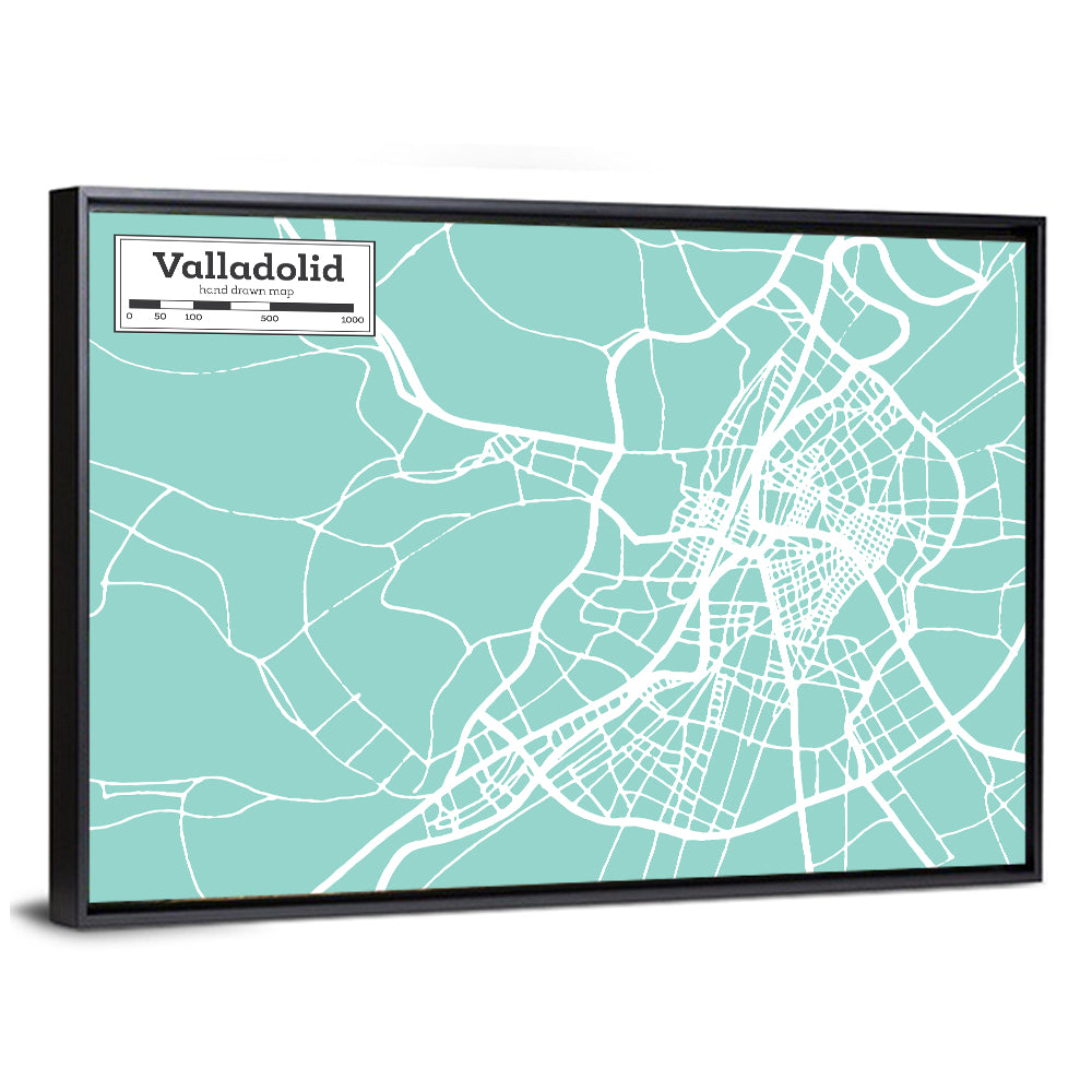 Valladolid Street Grid Map Wall Art