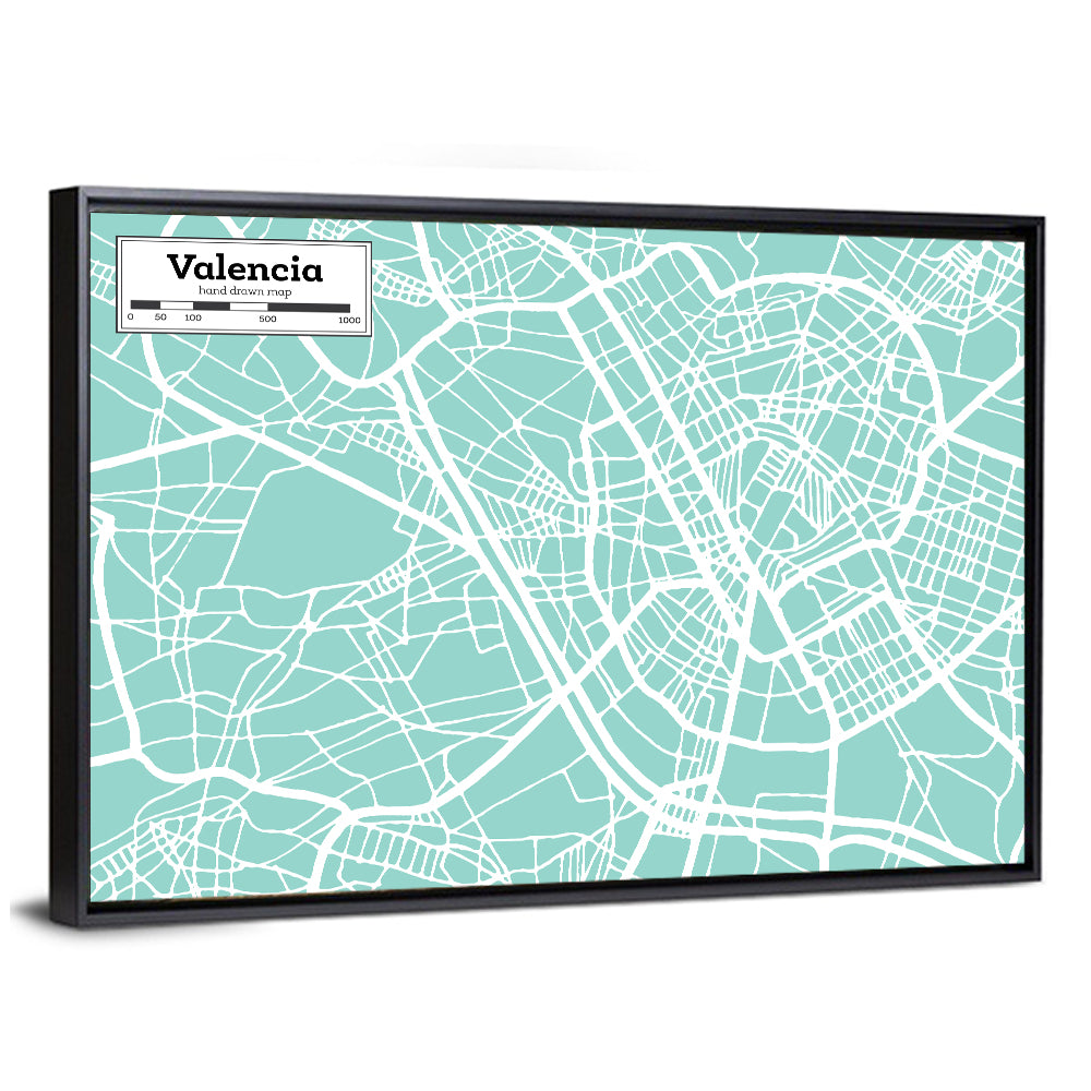 Valencia Street Grid Map Wall Art
