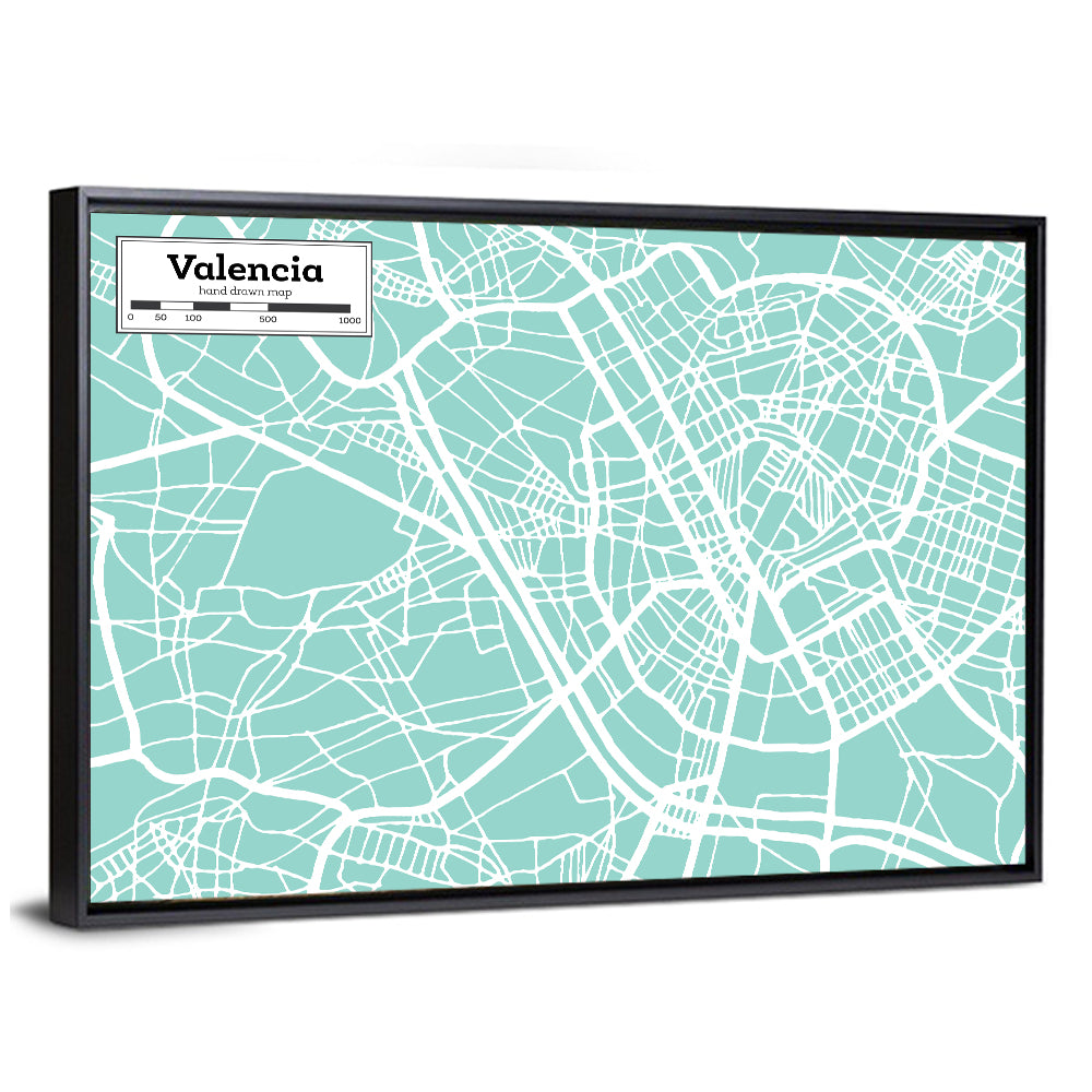 Valencia City Map Wall Art