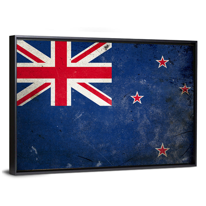 Vintage New Zealand Flag Wall Art as a framed canvas