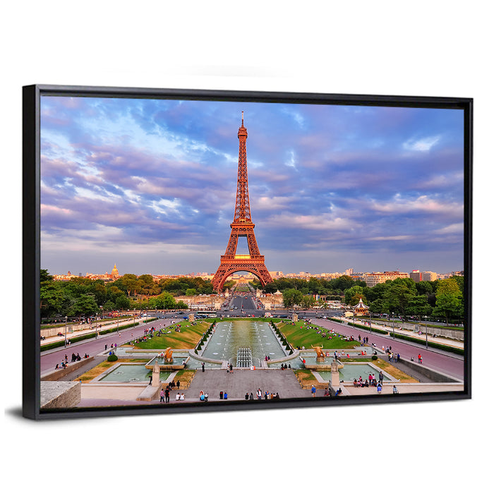 Eiffel Tower at Golden Hour Wall Art as a framed canvas