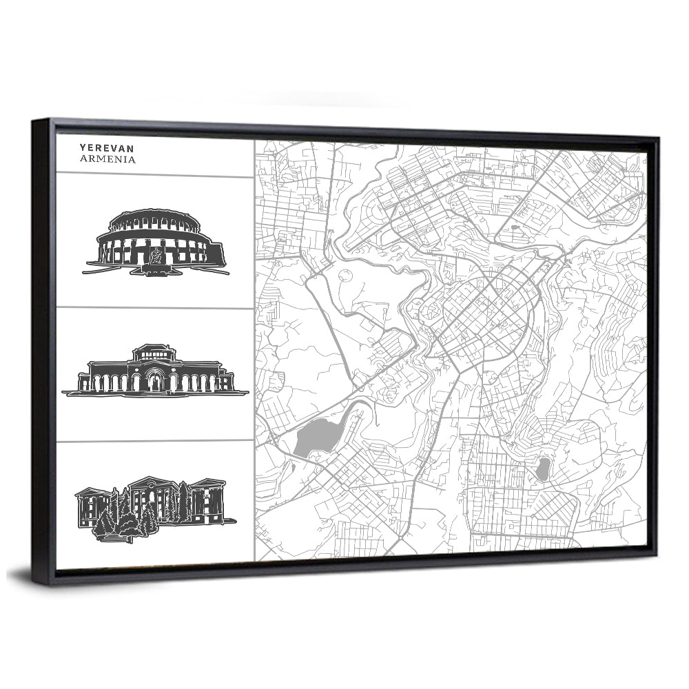 Yerevan City Map Diptych Wall Art