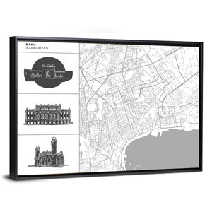 Baku City Map Wall Art