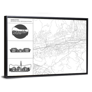 Sarajevo City Map Wall Art