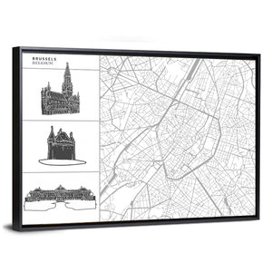 Brussels City Map Wall Art