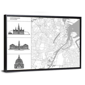 Copenhagen City Map Wall Art