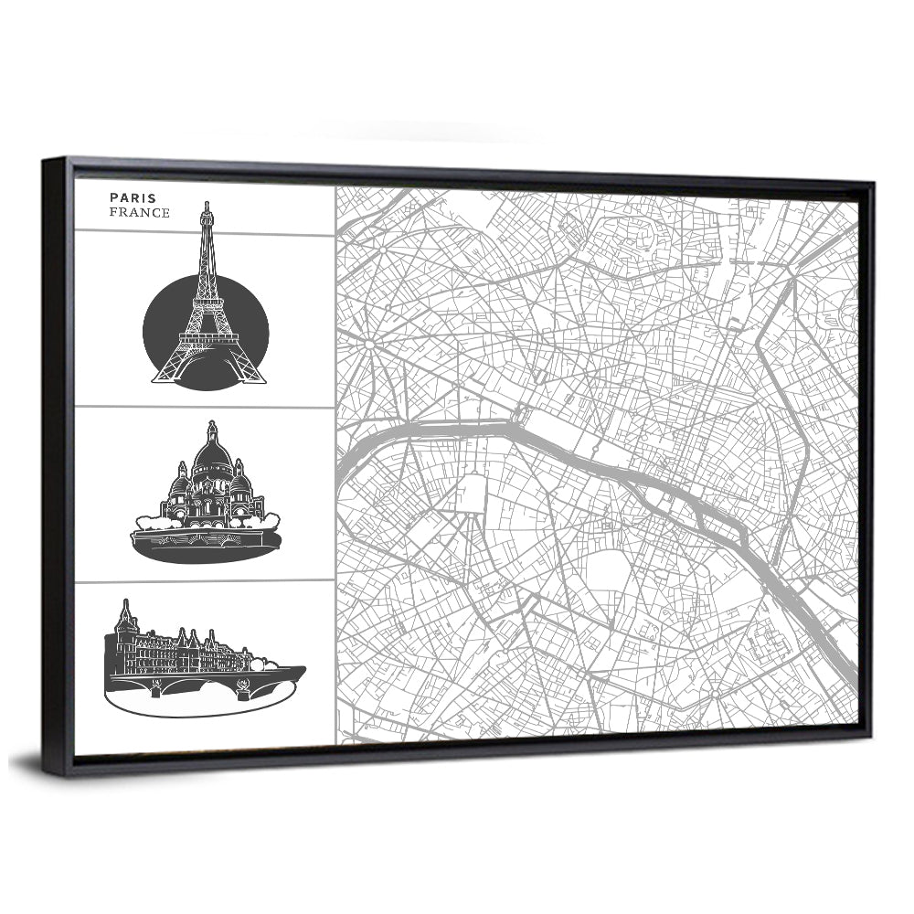 Paris City Map Wall Art