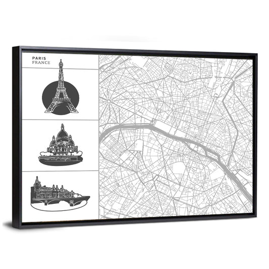 Paris Architectural Map Grid Wall Art