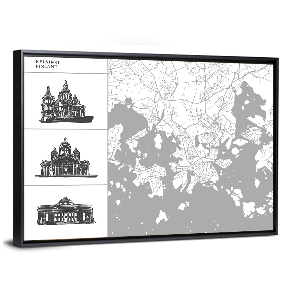 Helsinki Architectural Map Wall Art