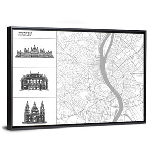 Budapest City Map Wall Art