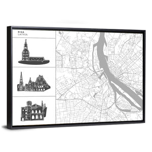 Riga City Map Wall Art