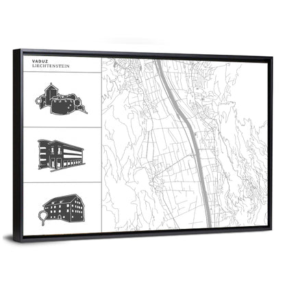 Vaduz City Map Wall Art