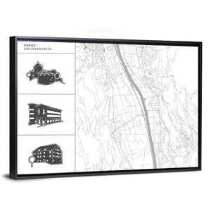 Vaduz City Map Wall Art