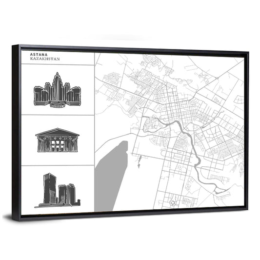 Astana City Map Wall Art