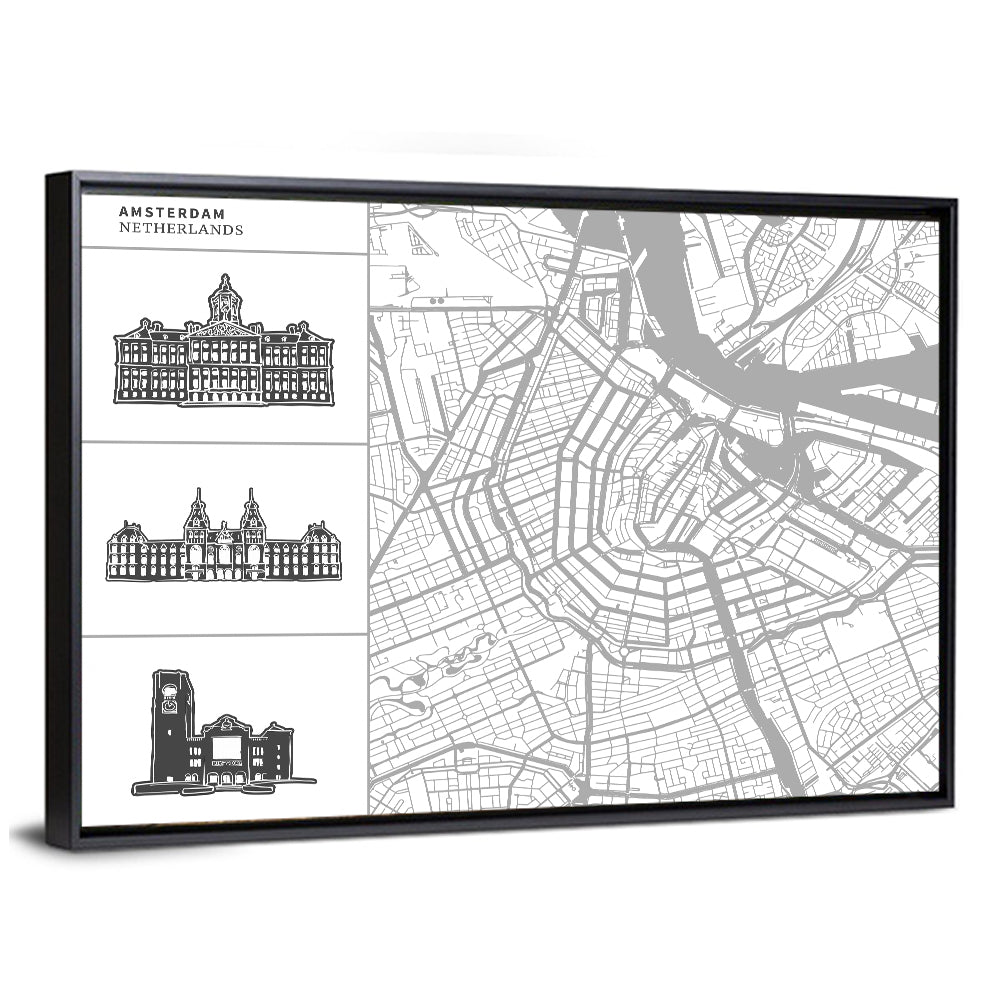 Amsterdam Map Line Wall Art