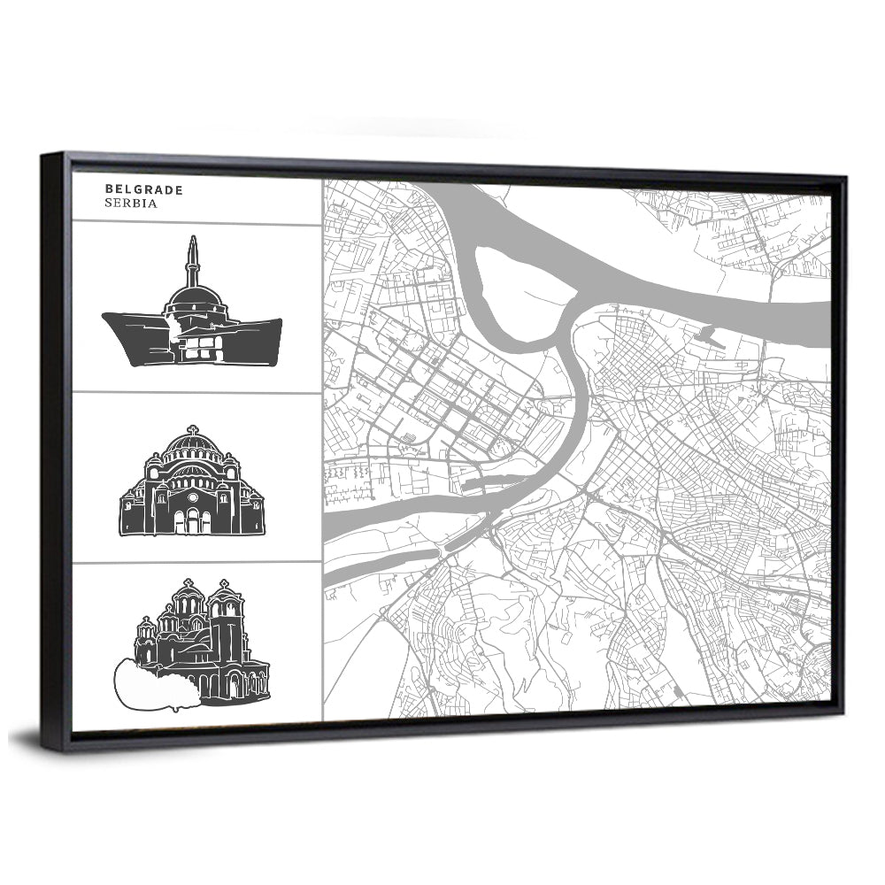 Belgrade Riverfront Map Wall Art