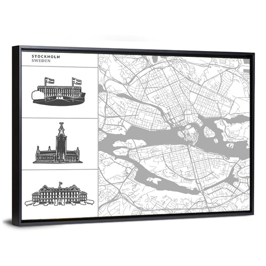 Stockholm City Map Wall Art