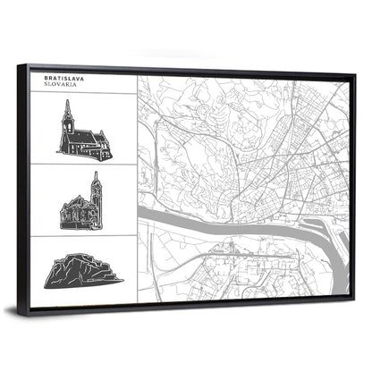 Bratislava City Map Wall Art