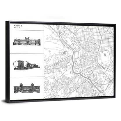 Madrid City Map Wall Art