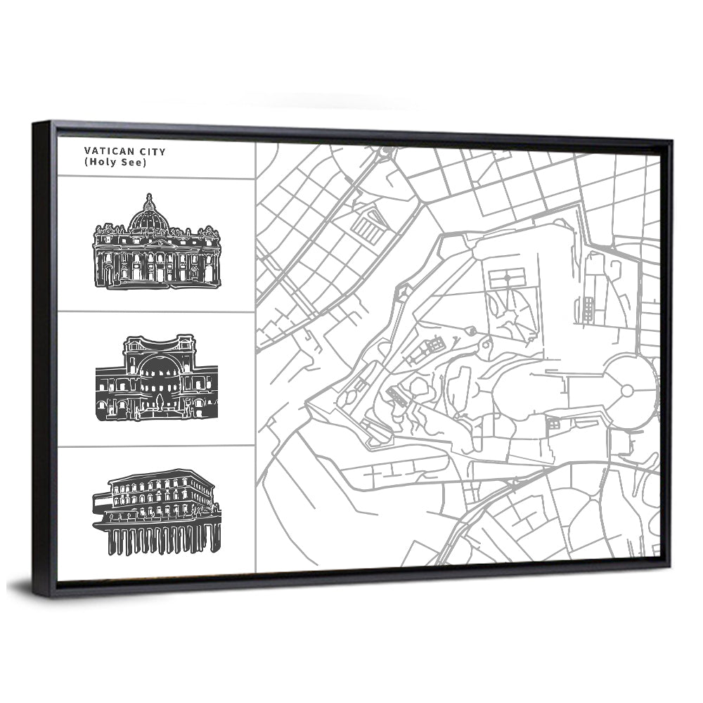 Vatican City Line Map Wall Art