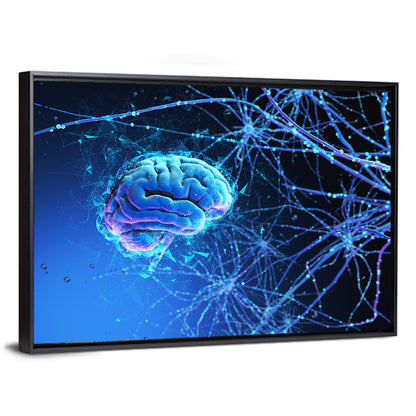 Blue 3d Neural Brain Wall Art