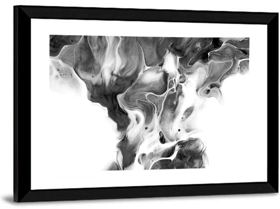 Monochrome Ink Swirl Wall Art
