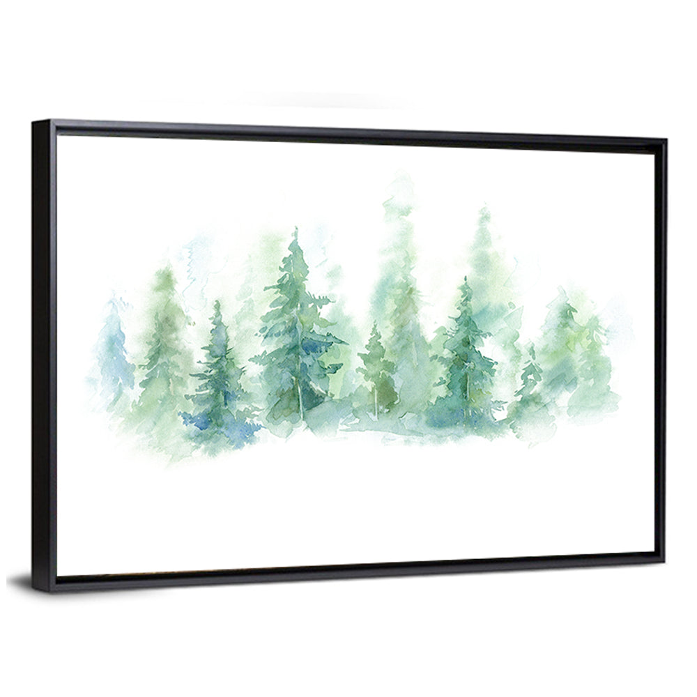 Misty Pine Forest Watercolor Wall Art
