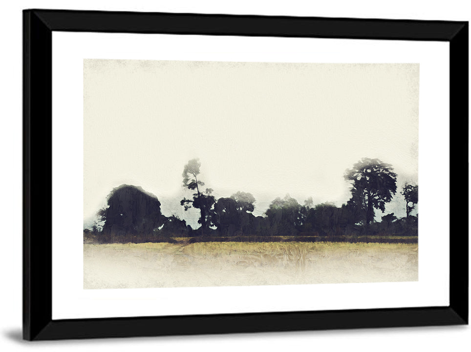 Faded Field with Silhouetted Trees Wall Art