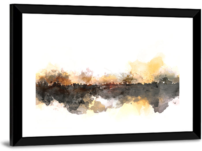 Sunset Treeline Watercolor Iii Wall Art as a framed print