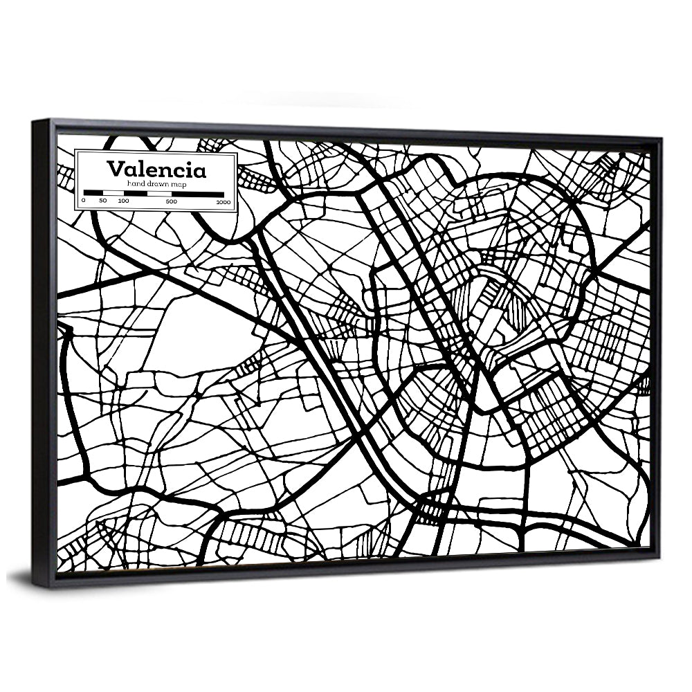 Valencia Street Network Map Wall Art