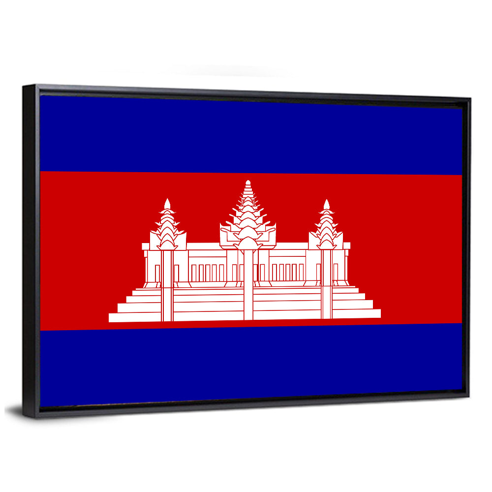 Cambodia Flag with Angkor Wat Emblem Wall Art
