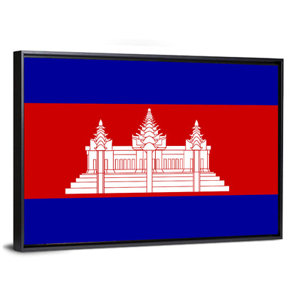 Cambodia Flag with Angkor Wat Emblem Wall Art