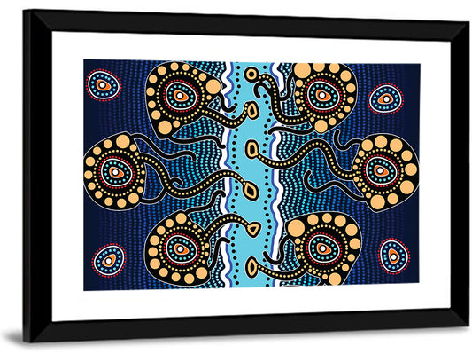 Blue Jellyfish Dot Pattern Wall Art