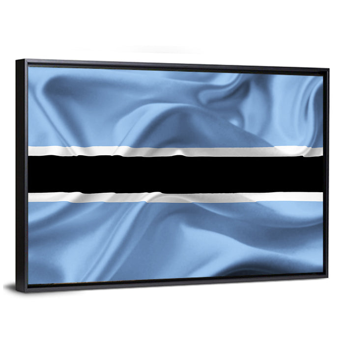 Rippled Botswana Flag Wall Art as a framed canvas