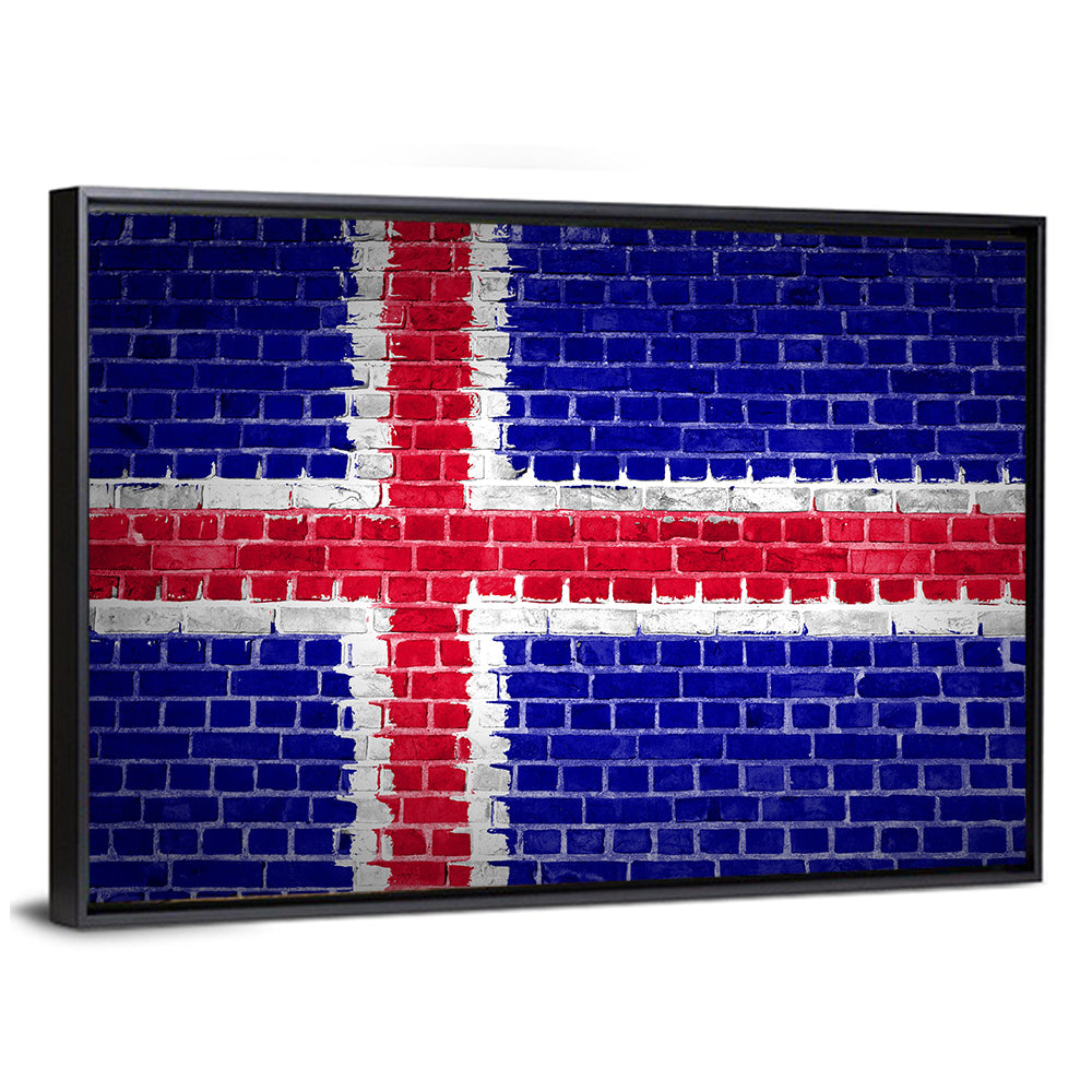 Iceland Flag on Brick Wall Art