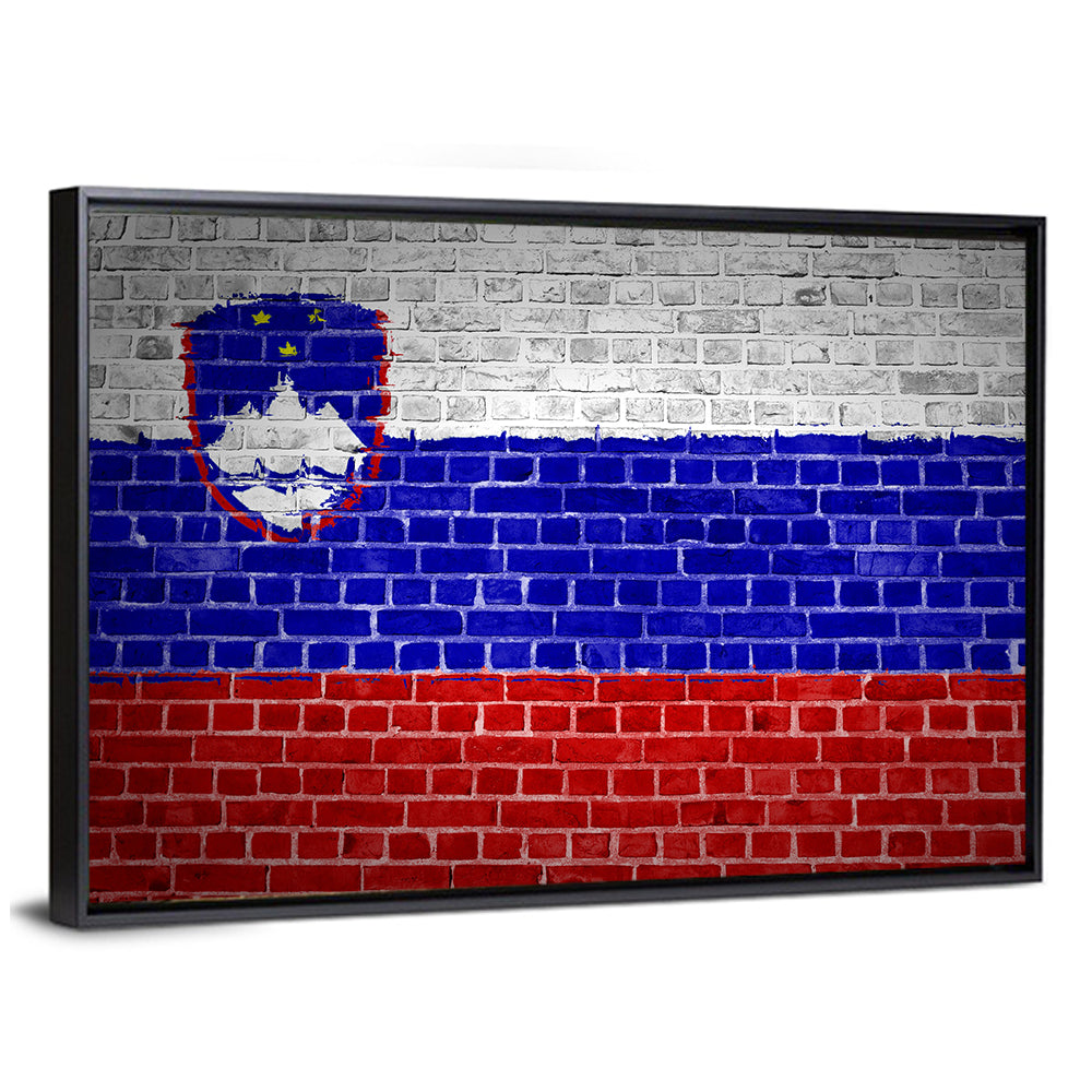 Slovenia Flag on Weathered Brick Wall Art