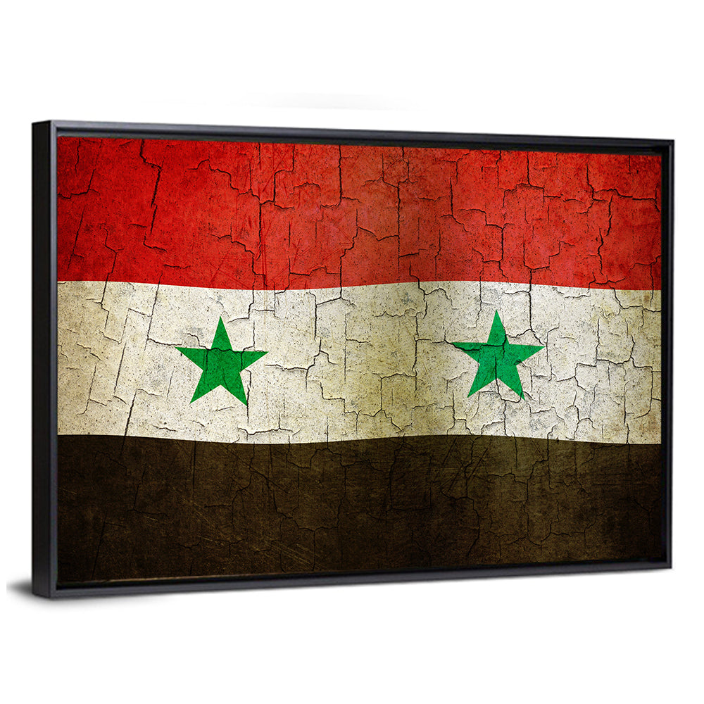 Syrian Flag Weathered Texture Wall Art