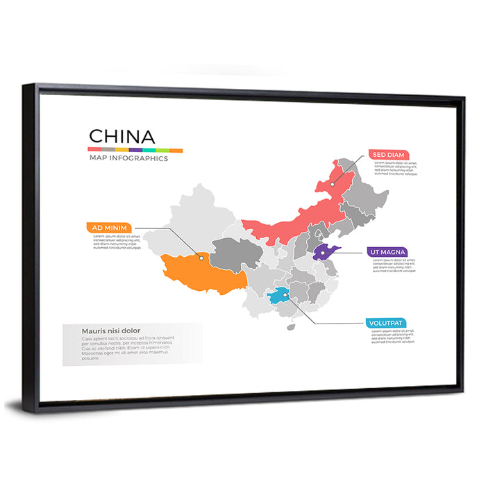 China Map Infographic Wall Art as a framed canvas