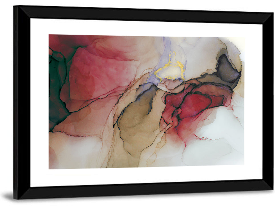 Ink Wash Swirl with Gold Leaf Wall Art