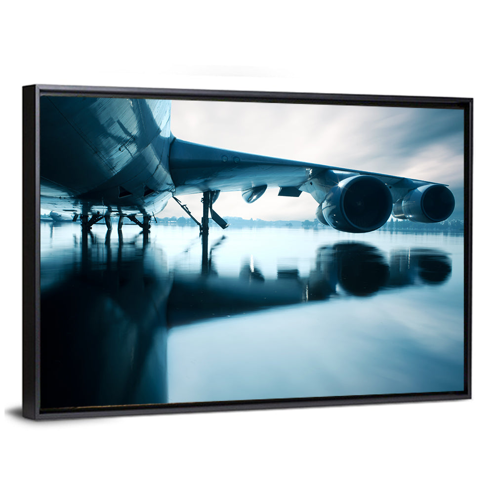 Aircraft Over Reflective Water Wall Art