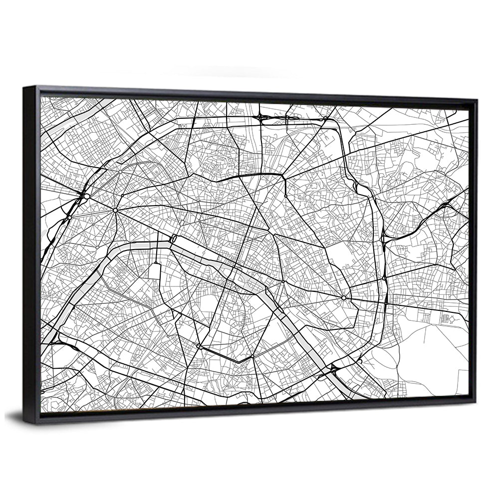 Paris Street Grid Map Wall Art