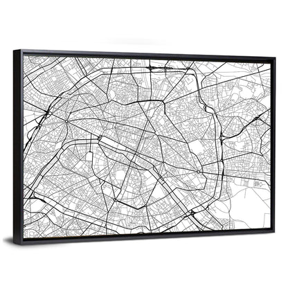 Paris Street Grid Map Wall Art