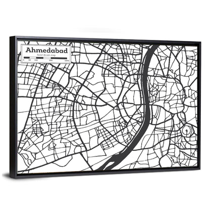 Ahmedabad City Map Wall Art