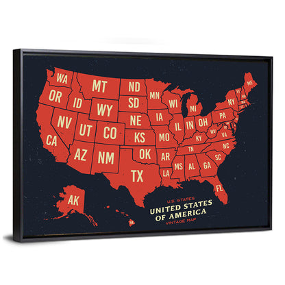 Vintage United States Map Wall Art