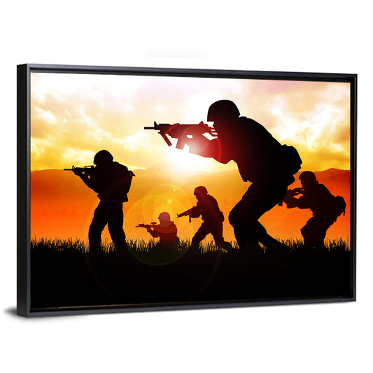 Soldiers Group Silhouette Wall Art