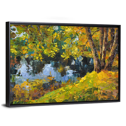 Autumn Riverbank Reflections Wall Art