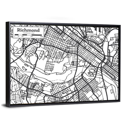 Richmond City Grid Map Wall Art