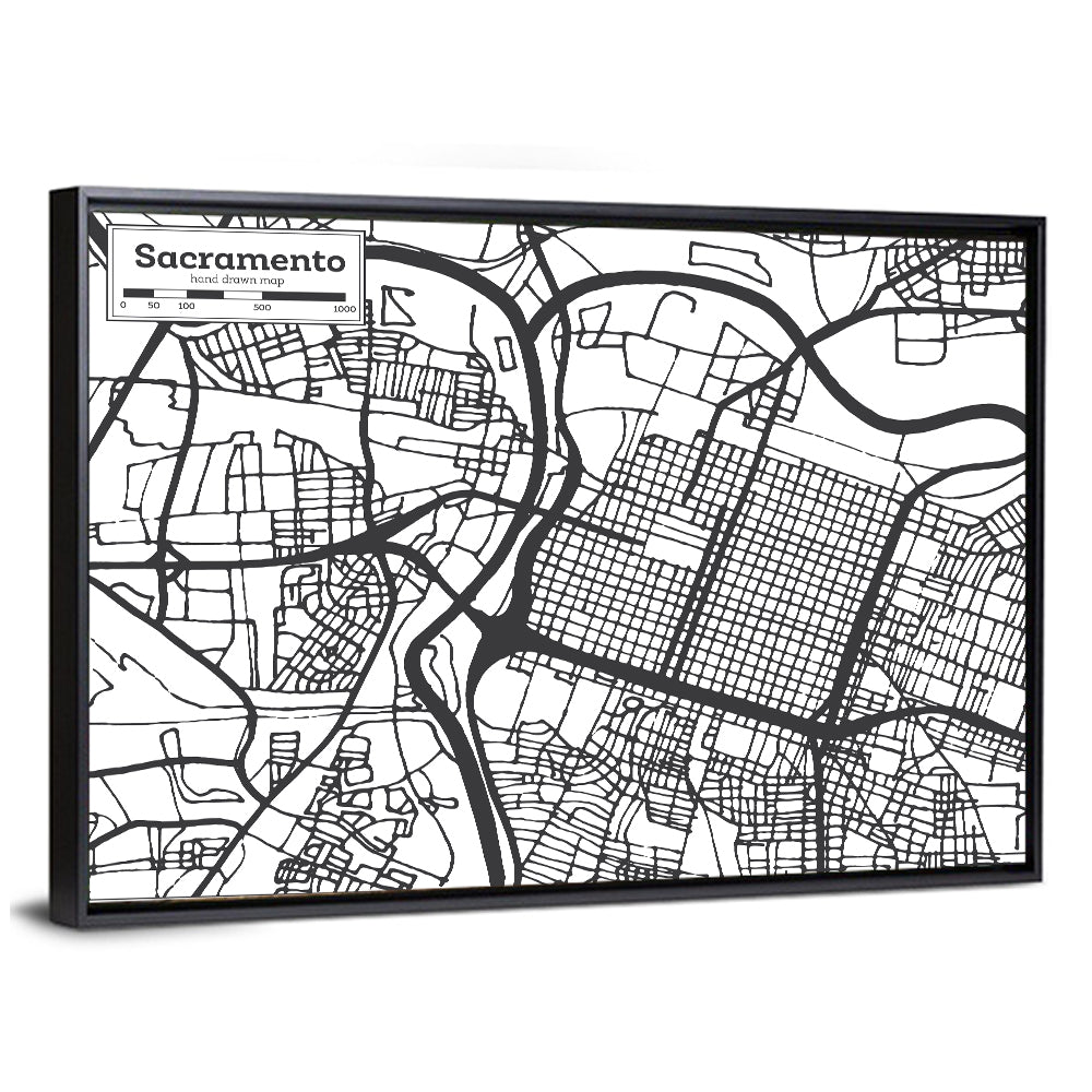Sacramento Street Grid Map Wall Art